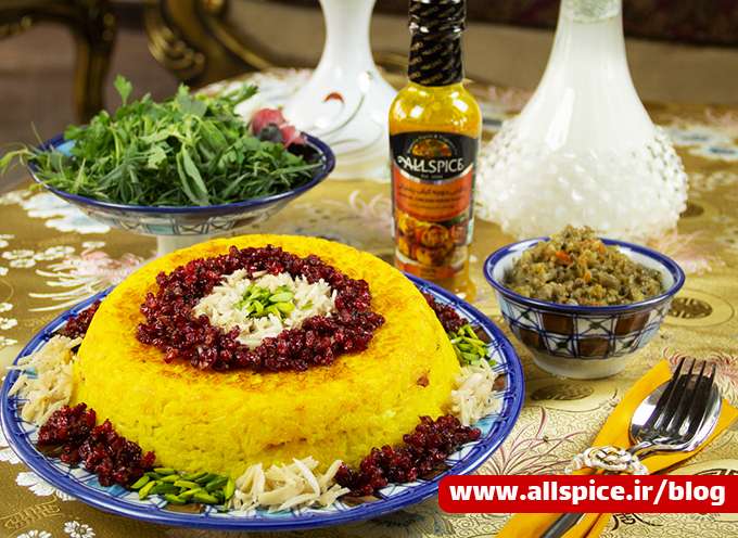 ته چین مرغ زعفرانی خوشمزه و مجلسی